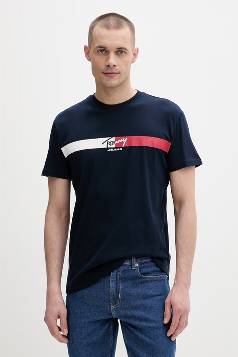 Tommy Jeans t-shirt męski bawełniany granatowy DM0DM22539