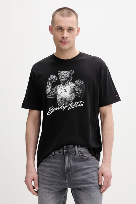 Tommy Jeans t-shirt męski bawełniany czarny DM0DM22543