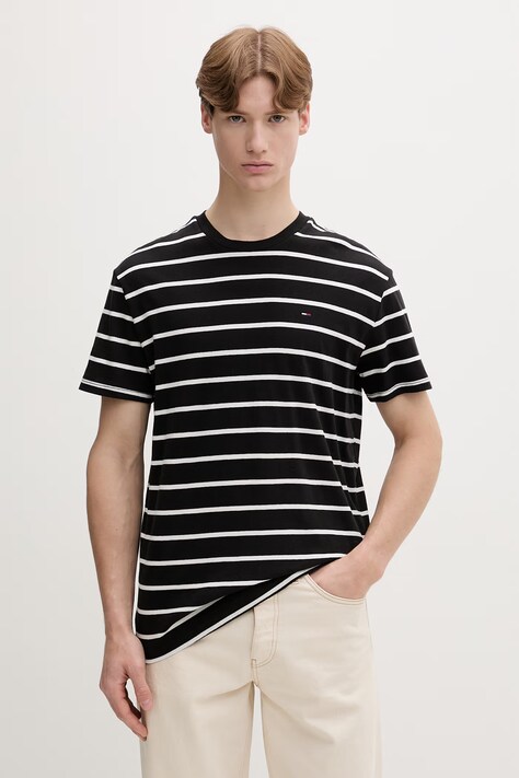 Tommy Jeans T-shirt męski bawełniany czarny DM0DM22544