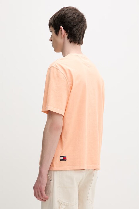 Tommy Jeans t-shirt basic męski bawełniany pomarańczowy DM0DM22545
