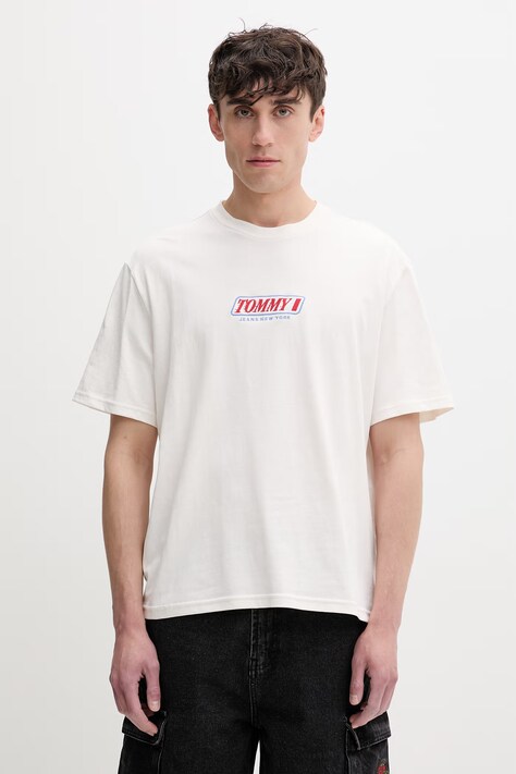 Tommy Jeans T-shirt męski bawełniany beżowy DM0DM22546