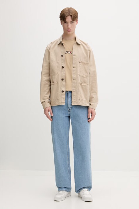 Tommy Jeans T-shirt męski bawełniany beżowy DM0DM22548