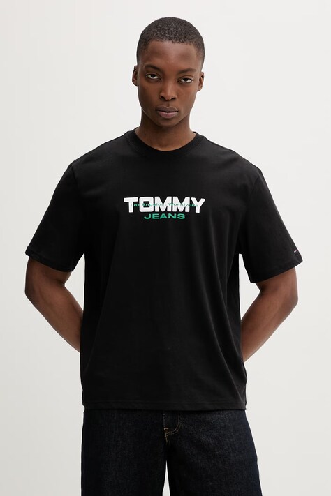 Tommy Jeans T-shirt męski bawełniany czarny DM0DM22550