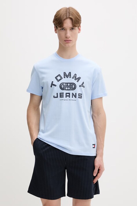 Tommy Jeans t-shirt męski bawełniany niebieski DM0DM22551