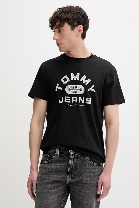 Tommy Jeans t-shirt męski bawełniany czarny DM0DM22551
