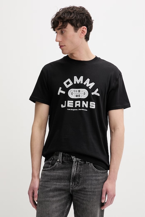 Tommy Jeans t-shirt da uomo in cotone nero DM0DM22551