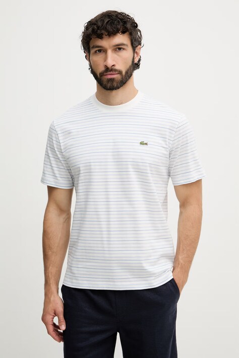 Lacoste t-shirt męski bawełniany niebieski TH0874