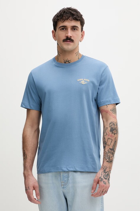 Guess Jeans t-shirt męski bawełniany niebieski M6GIB7 K8HM0