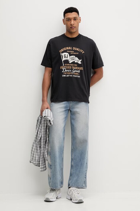 Guess Jeans t-shirt bawełniany męski kolor czarny z nadrukiem M6GIB8 K8FQ4