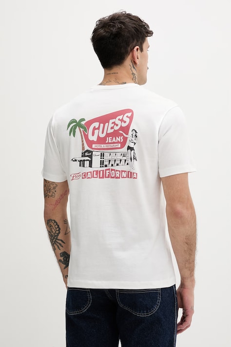 Guess Jeans tričko pánske bavlnené biele M6GIC0 K8HM0