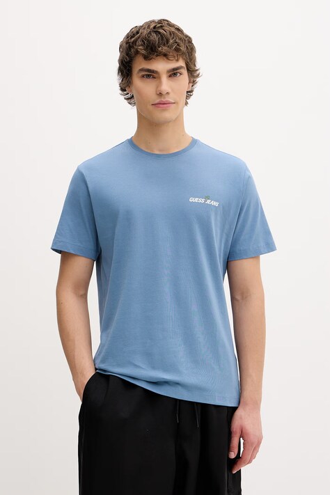 Guess Jeans t-shirt da uomo in cotone blu M6GIC0 K8HM0