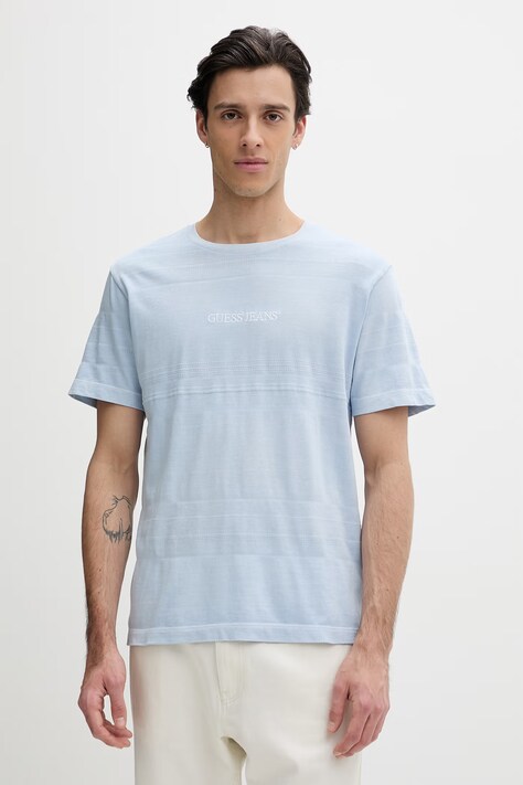 Guess Jeans t-shirt basic męski bawełniany niebieski M6GIZ3 KE942
