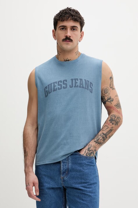 Guess Jeans t-shirt bawełniany kolor niebieski M6GPB2 K8FQ4