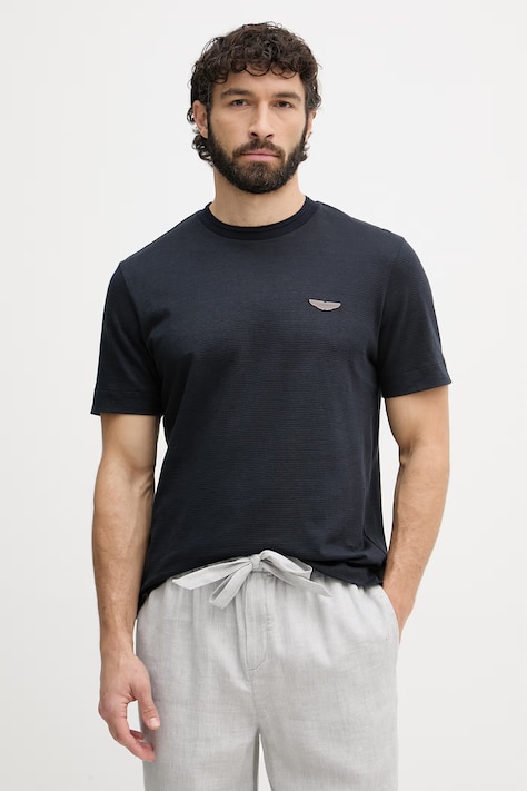 BOSS t-shirt férfi vászonnal BOSS X ASTON MARTIN sötétkék 50558830