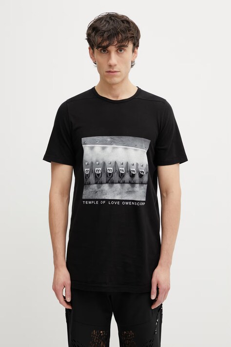 Rick Owens DRKSHDW Level t-shirt bawełniany męski czarny DU01F4250.RNEP4P