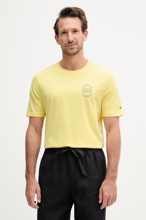Tommy Hilfiger tricou pentru bărbați, din bumbac galben MW0MW42364