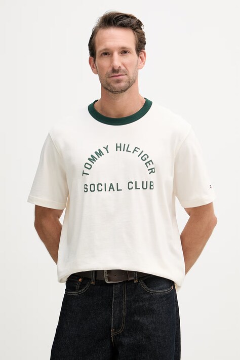 Tommy Hilfiger t-shirt ανδρικό βαμβακερό μπεζ MW0MW42388