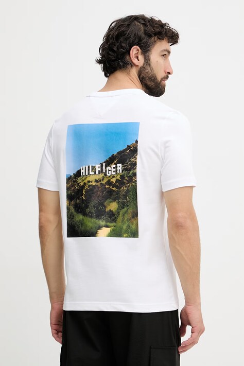 Tommy Hilfiger tričko pánske bavlnené biele MW0MW42389