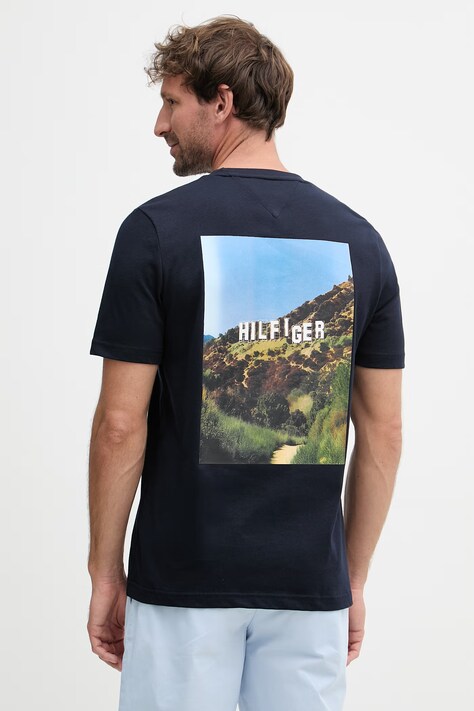 Tommy Hilfiger T-shirt męski bawełniany granatowy MW0MW42389