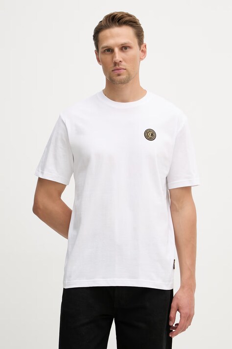 Just Cavalli t-shirt bawełniany męski kolor biały z aplikacją 80OAHT27 CJ500