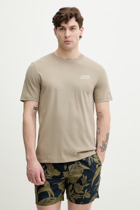 Tommy Hilfiger T-shirt męski bawełniany zielony MW0MW42386
