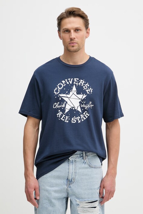 Converse T-shirt męski bawełniany granatowy CVM6T087