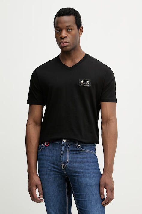 Armani Exchange t-shirt bawełniany męski kolor czarny z aplikacją XM002179 AF12308