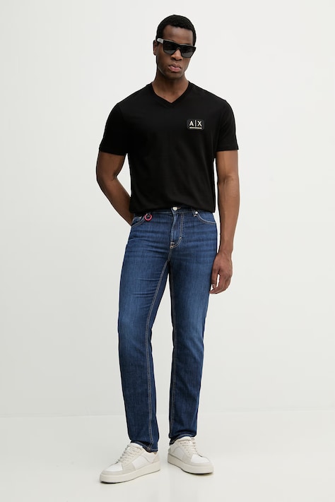 Pamučna majica Armani Exchange boja: crna, s aplikacijom, XM002179 AF12308