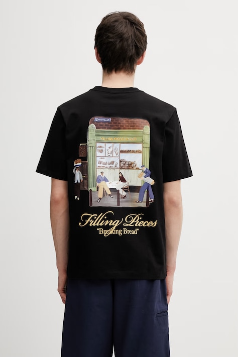 Filling Pieces t-shirt bawełniany Bakery męski kolor czarny z nadrukiem 412620500286.130