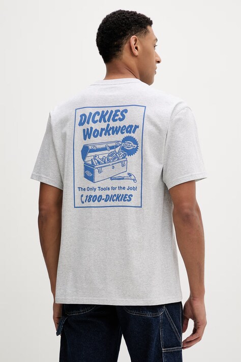 Dickies t-shirt bawełniany męski kolor szary z nadrukiem DK0A8853A281