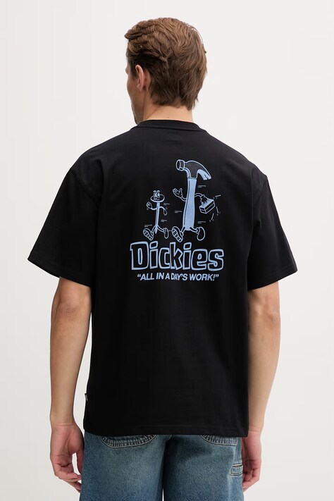 Dickies t-shirt da uomo in cotone nera DK0A88GEBLK1