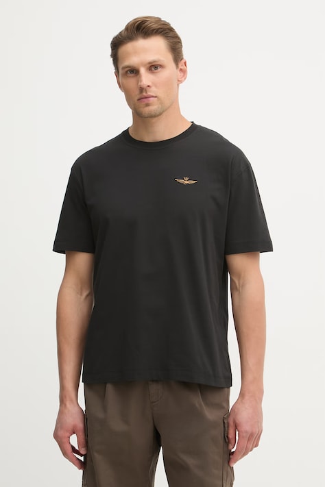 Хлопковая футболка Aeronautica Militare цвет чёрный однотонная TS2522UJ00641