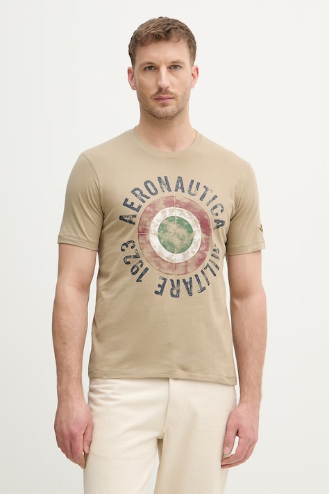 Aeronautica Militare t-shirt bawełniany męski kolor zielony z nadrukiem TS2538UJ00727