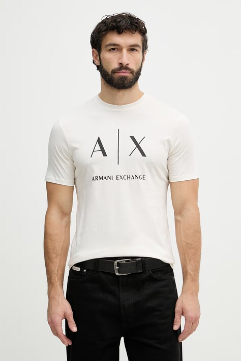 Armani Exchange majica za muškarce od pamuka bež XM002683 AF10356