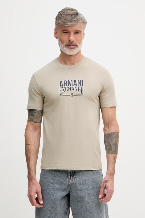 Armani Exchange t-shirt męski bawełniany beżowy XM002452 AF10334