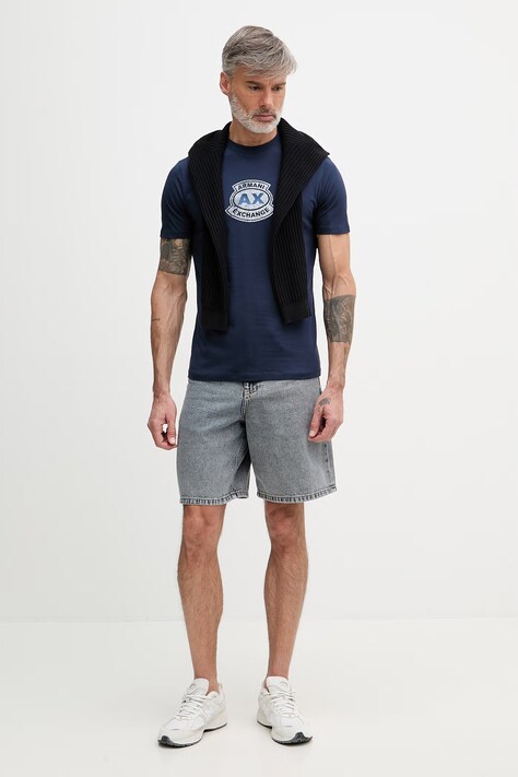 Armani Exchange t-shirt męski bawełniany granatowy XM002776 AF10356
