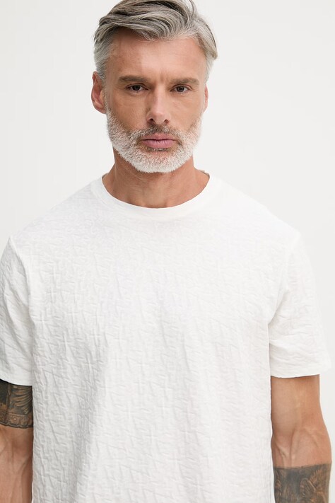 Armani Exchange футболка чоловіча бавовняна — SS26-TSM1GY, бежевий — фото 4