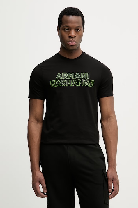 Pamučna majica Armani Exchange boja: crna, s tiskom, XM002413 AF10361