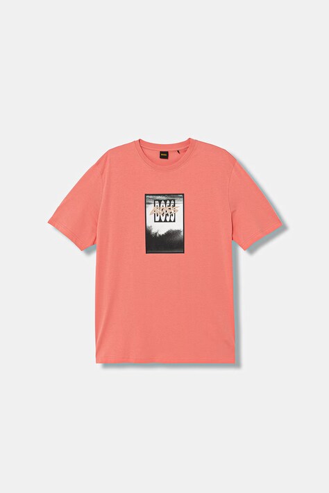 BOSS Orange футболка для мужчин из хлопка розовая 50561846