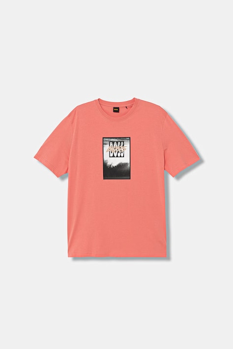 BOSS Orange T-shirt męski bawełniany różowy 50561846