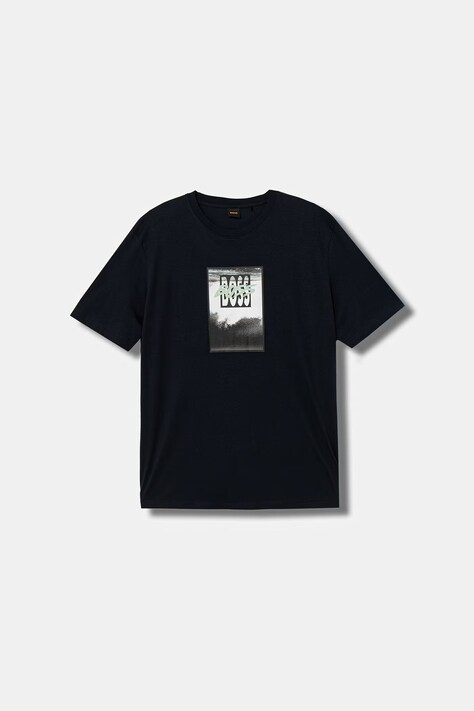 BOSS Orange T-shirt męski bawełniany granatowy 50561846