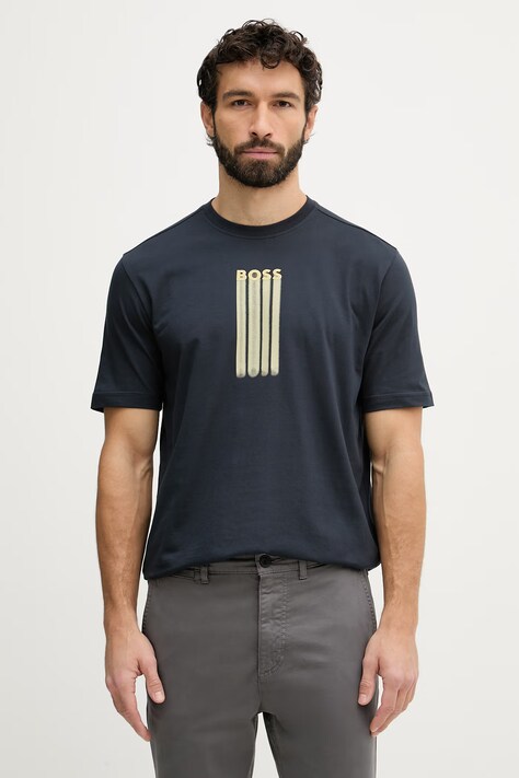 BOSS Orange t-shirt męski bawełniany granatowy 50561850