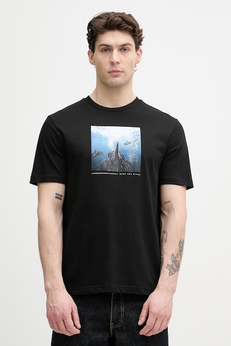 BOSS Orange t-shirt da uomo in cotone nera 50561861