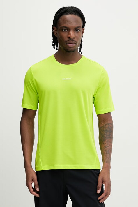 Salomon t-shirt treningowy męski kolor zielony gładki LC2778800