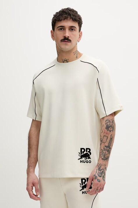 HUGO t-shirt męski Dorox_RB beżowy 50559676