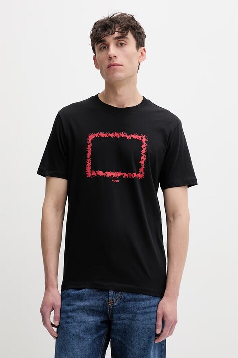 HUGO тениска мъжка от памук Duhorse черна 50557684