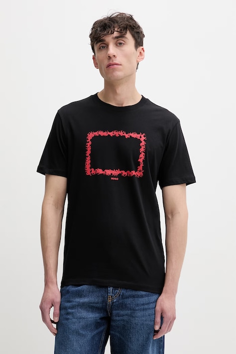 HUGO тениска мъжка от памук Duhorse черна 50557684