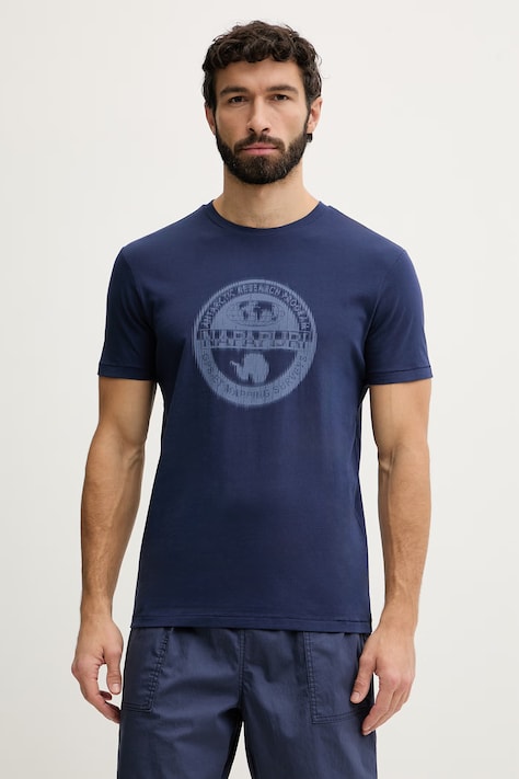 Napapijri t-shirt męski bawełniany MAHSA granatowy NP0A4FZBB2Q1