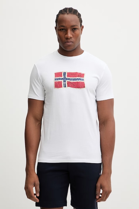 Napapijri t-shirt bawełniany MAHSA męski kolor biały z nadrukiem NP0A4FZBFX11