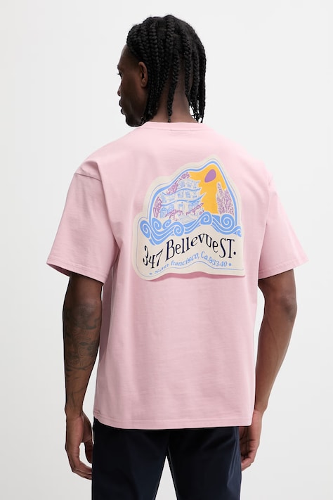 Napapijri t-shirt bawełniany FLUORITE męski kolor różowy z nadrukiem NP0A4G2FP1T1